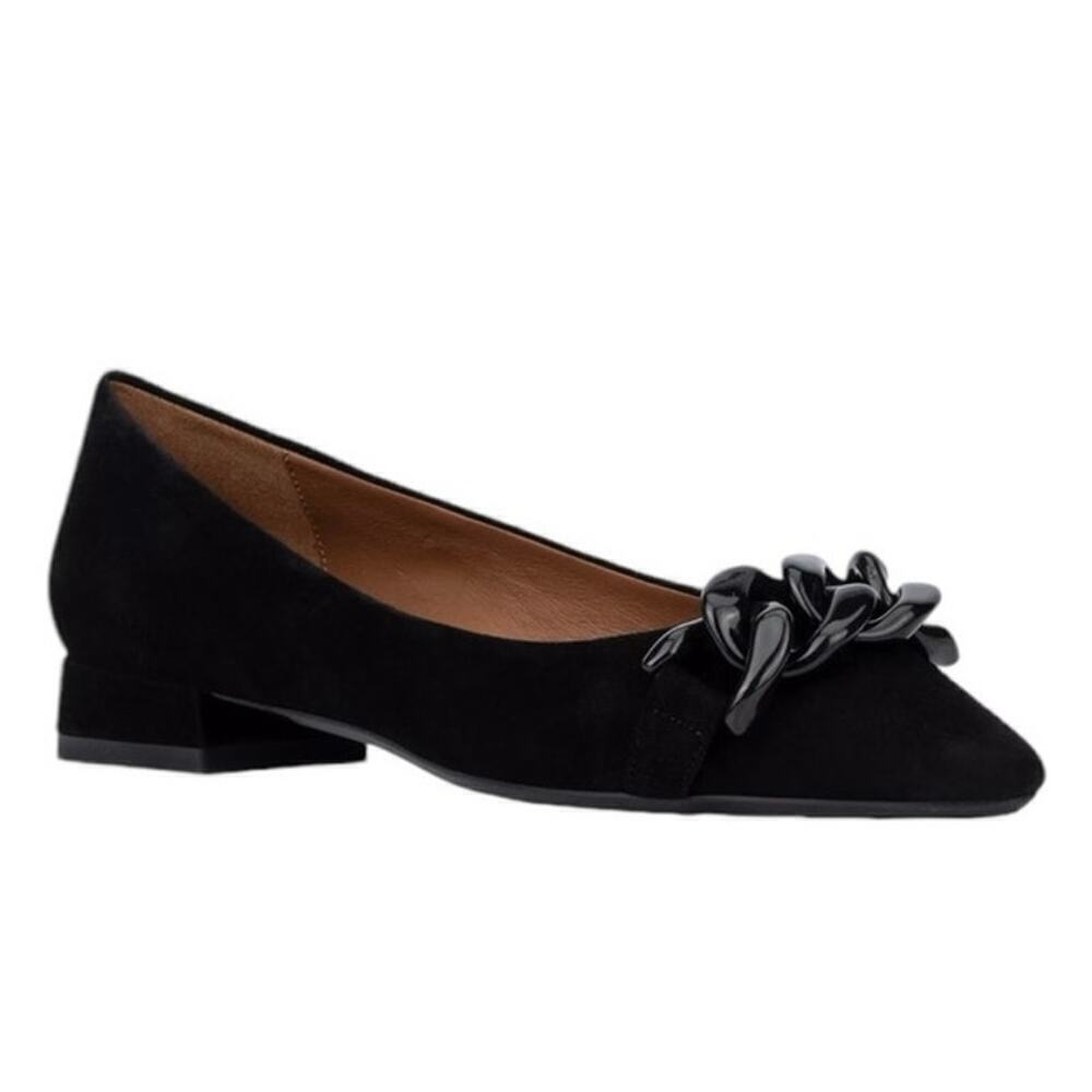 Aquatalia Black Suede Chain Link Ballet Flats Size 9
